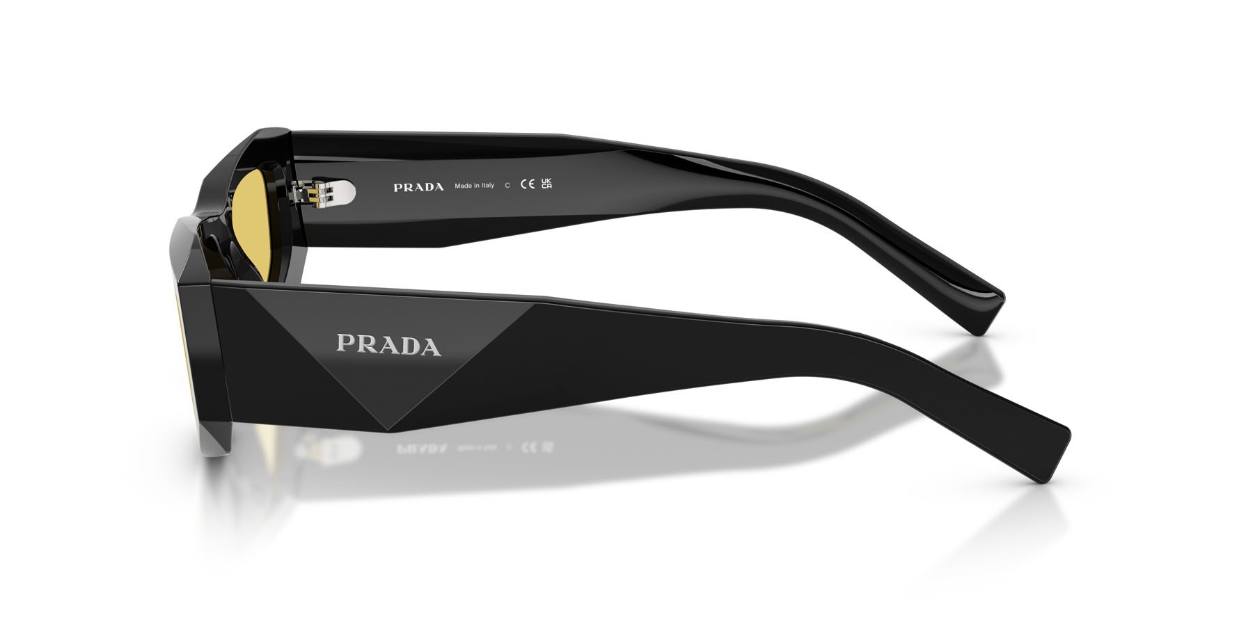 Occhiali da sole Prada PR B19S (16K455) colore nero forma quadrato lenti giallo