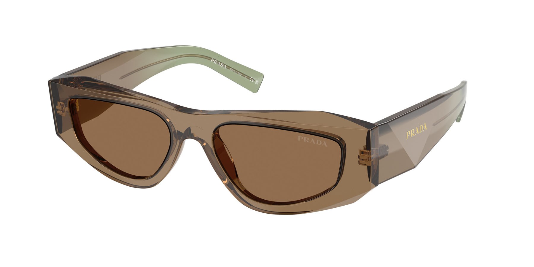 Occhiali da sole Prada PR B19S (29E90F) colore terra forma quadrato lenti marrone chiaro