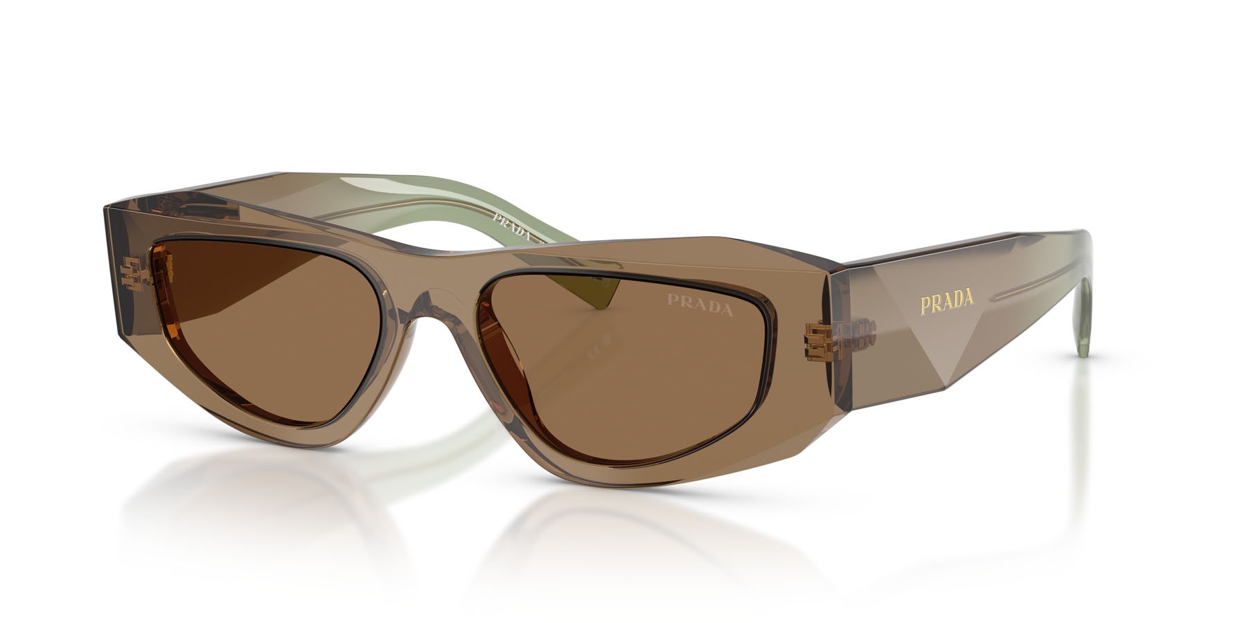 Occhiali da sole Prada PR B19S (29E90F) colore terra forma quadrato lenti marrone chiaro