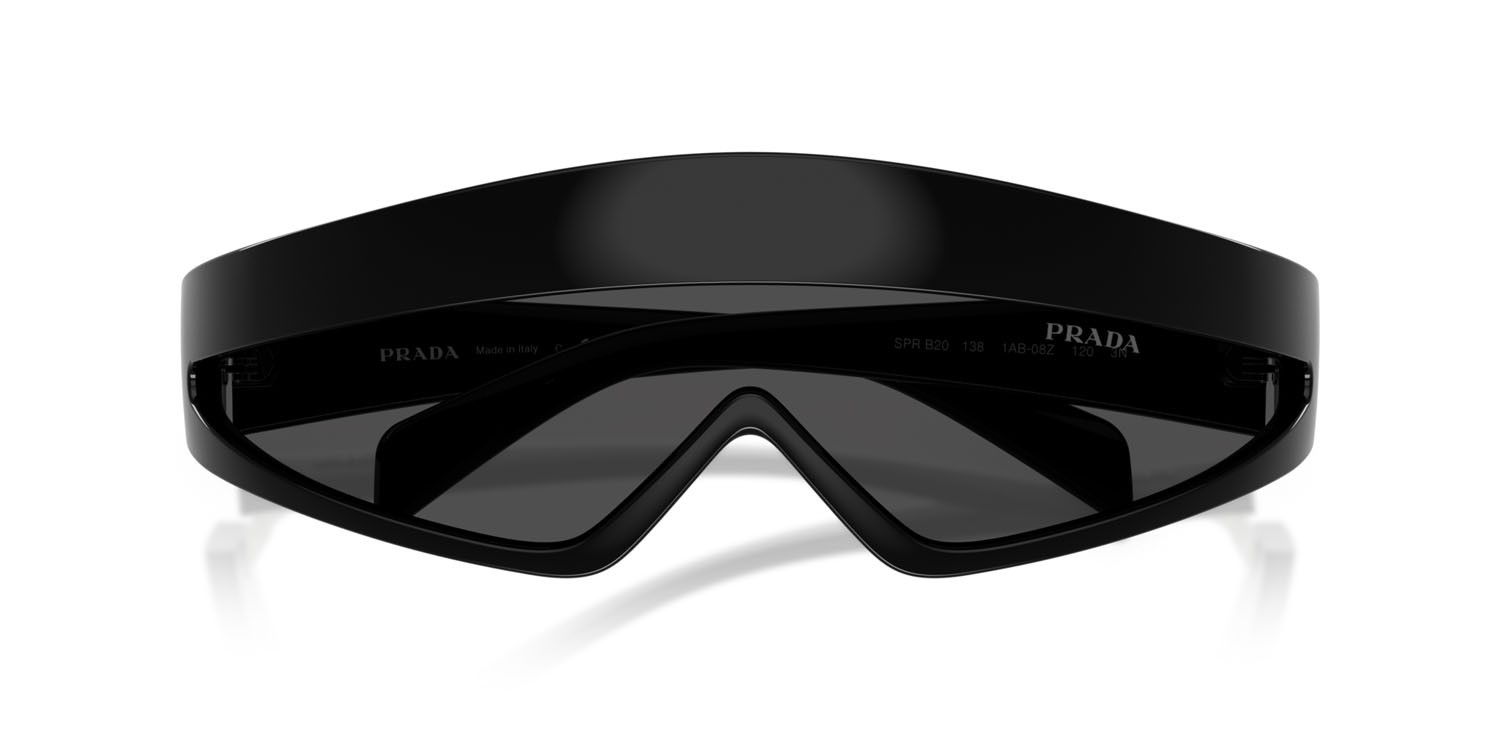Sunglasses Prada PR B20S (1AB08Z) color nero shape cat eye lenses grigio scuro