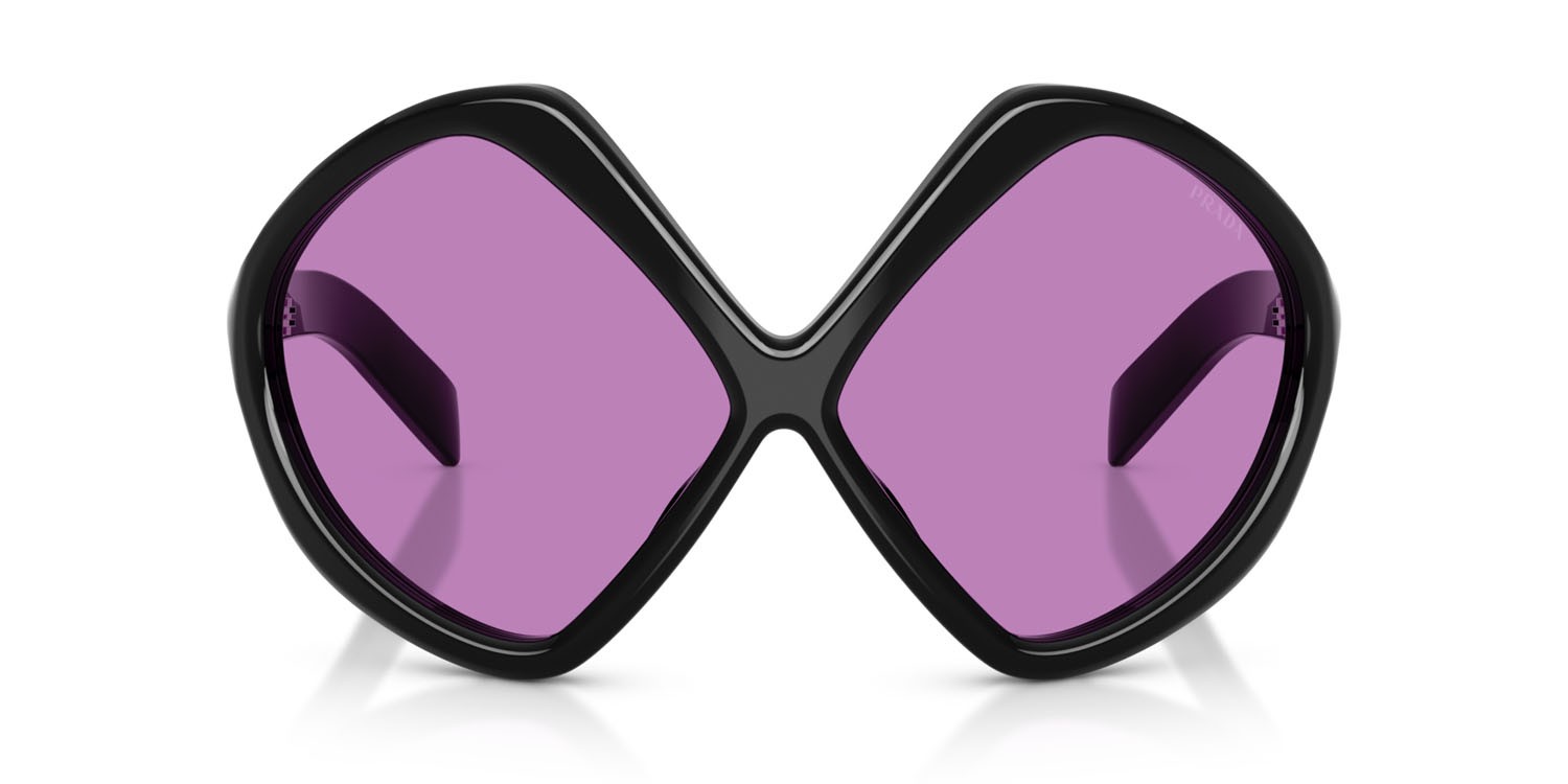 Sunglasses Prada PR B21S (16K30G) color nero shape irregular lenses violetto