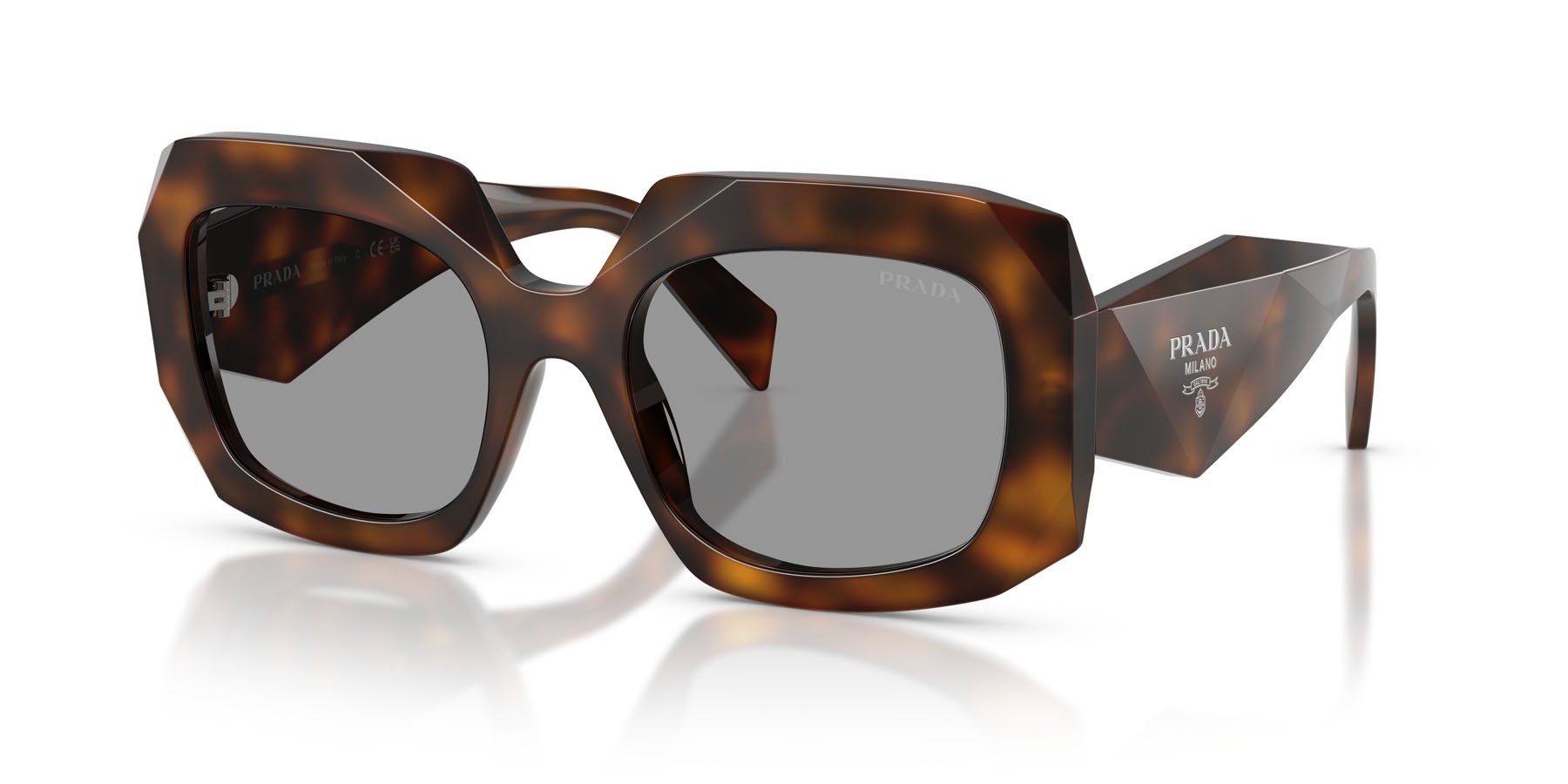 Sunglasses Prada PR B23S (20D50Q) color juniper tartarugato shape square lenses grigio