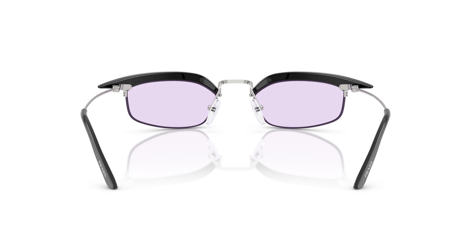Occhiali da sole Prada PR B50S (TZM40J) colore nero/argento forma rettangolare lenti viola