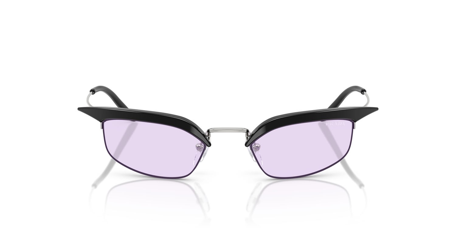 Occhiali da sole Prada PR B50S (TZM40J) colore nero/argento forma rettangolare lenti viola