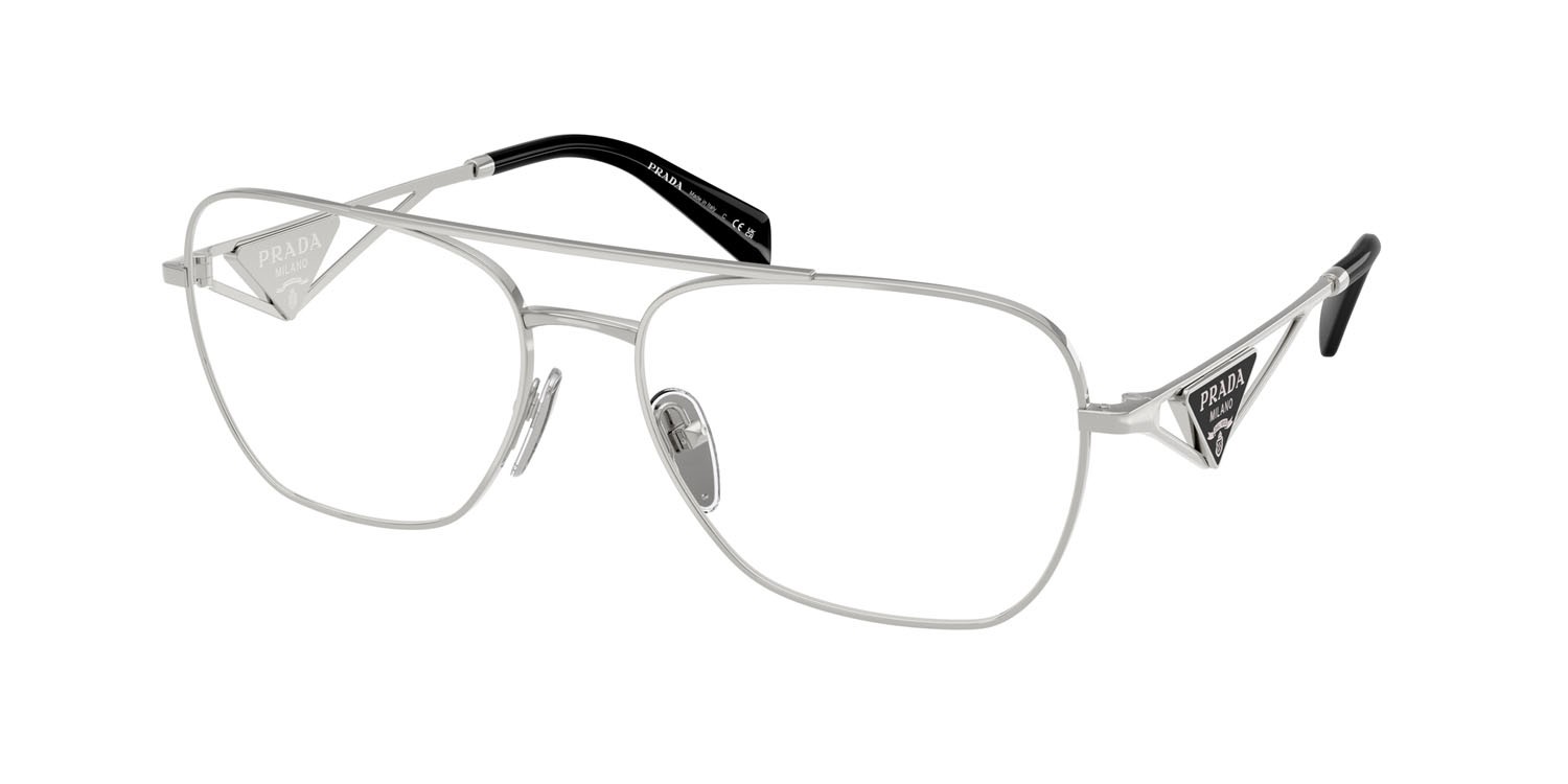Eyeglasses Prada PR B50V (1BC1O1) color argento shape aviator lenses lente demo