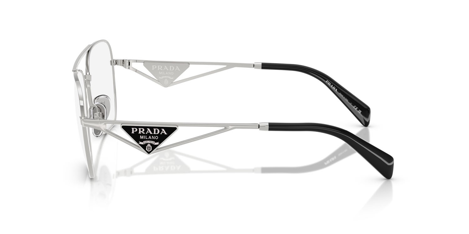 Eyeglasses Prada PR B50V (1BC1O1) color argento shape aviator lenses lente demo