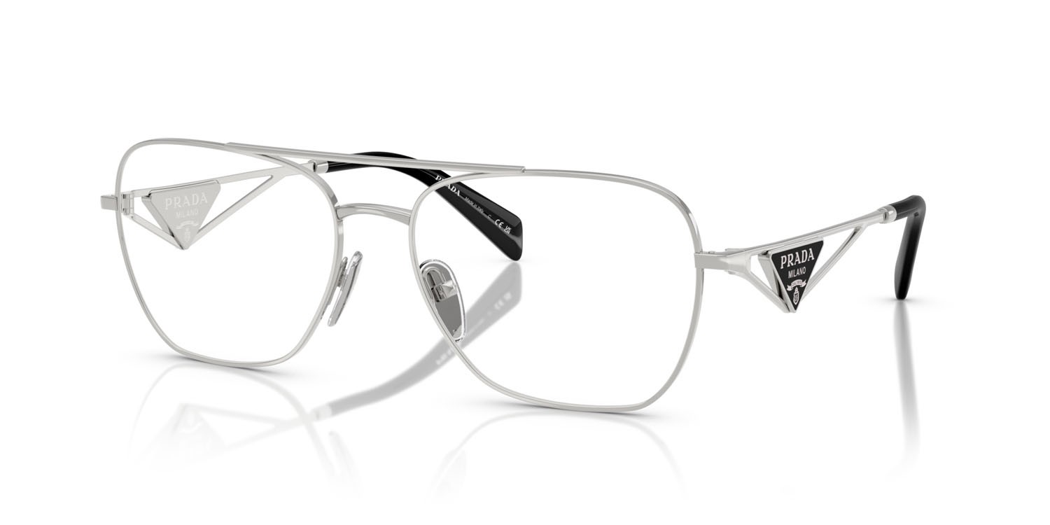 Eyeglasses Prada PR B50V (1BC1O1) color argento shape aviator lenses lente demo