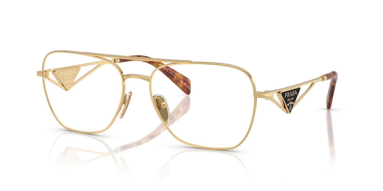 Eyeglasses Prada PR B50V (5AK1O1) color oro shape aviator lenses lente demo