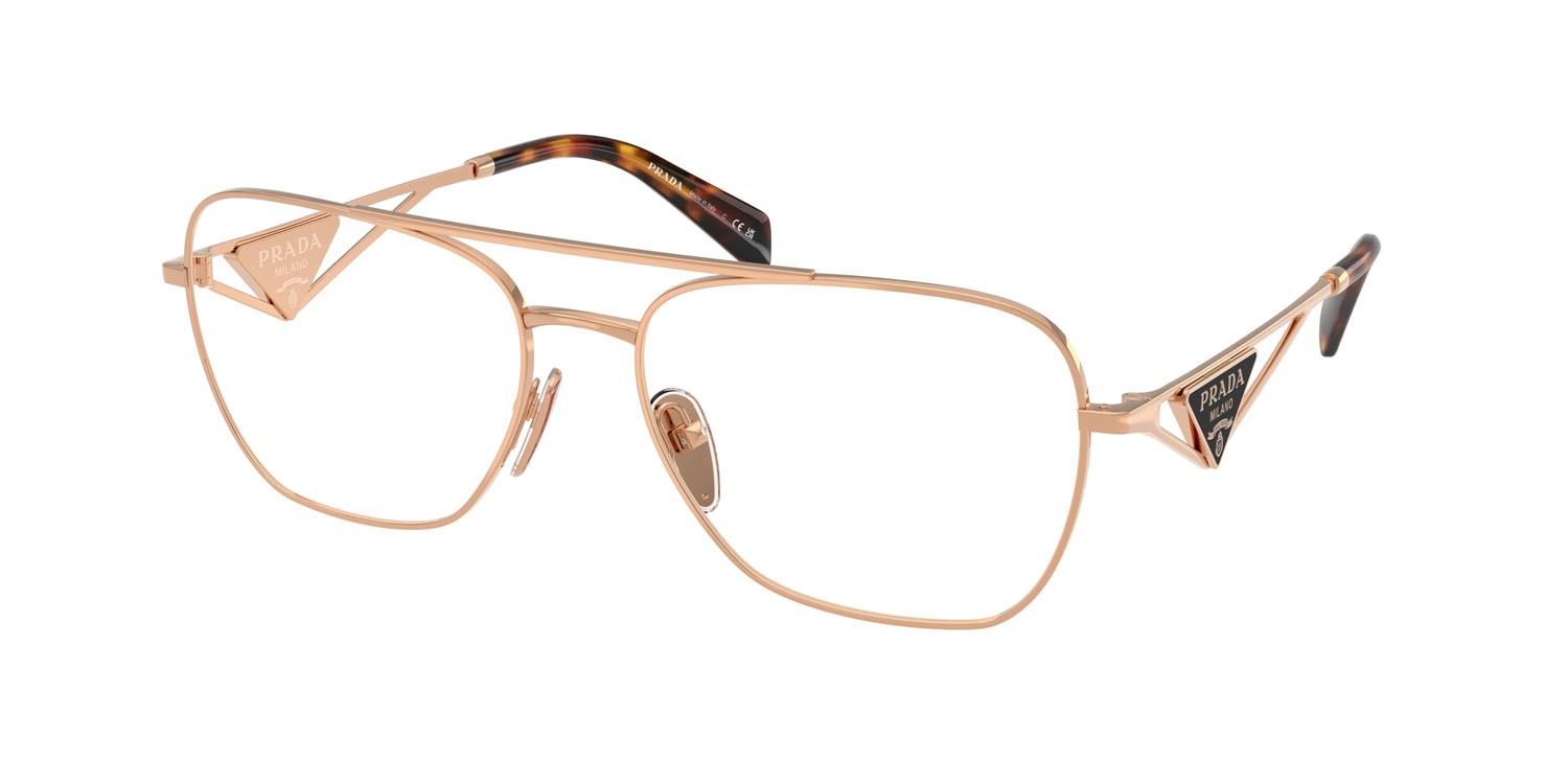 Eyeglasses Prada PR B50V (SVF1O1) color oro rose shape aviator lenses lente demo