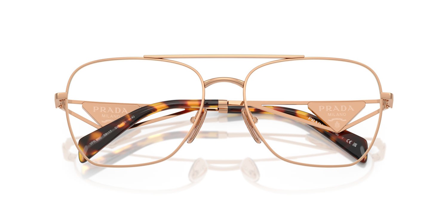 Eyeglasses Prada PR B50V (SVF1O1) color oro rose shape aviator lenses lente demo