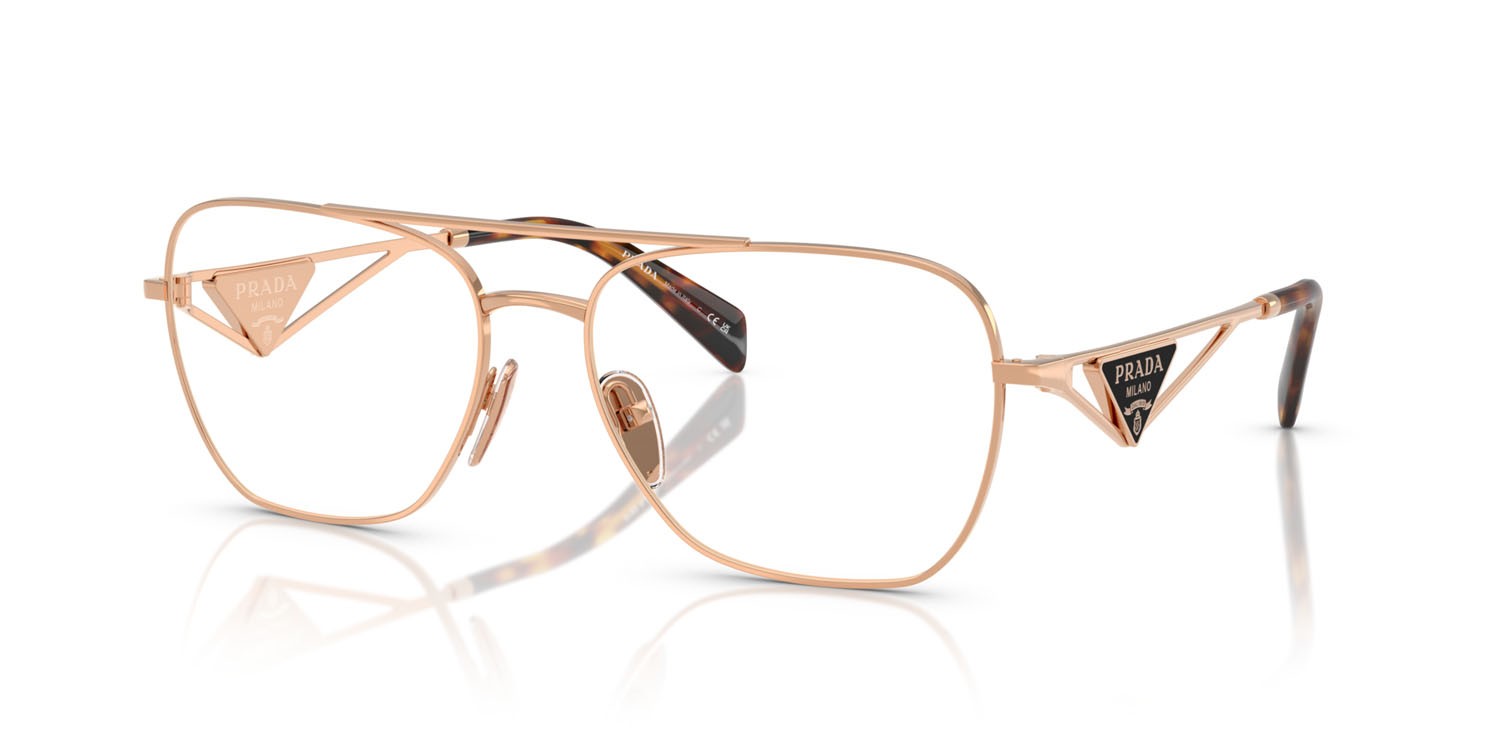 Eyeglasses Prada PR B50V (SVF1O1) color oro rose shape aviator lenses lente demo