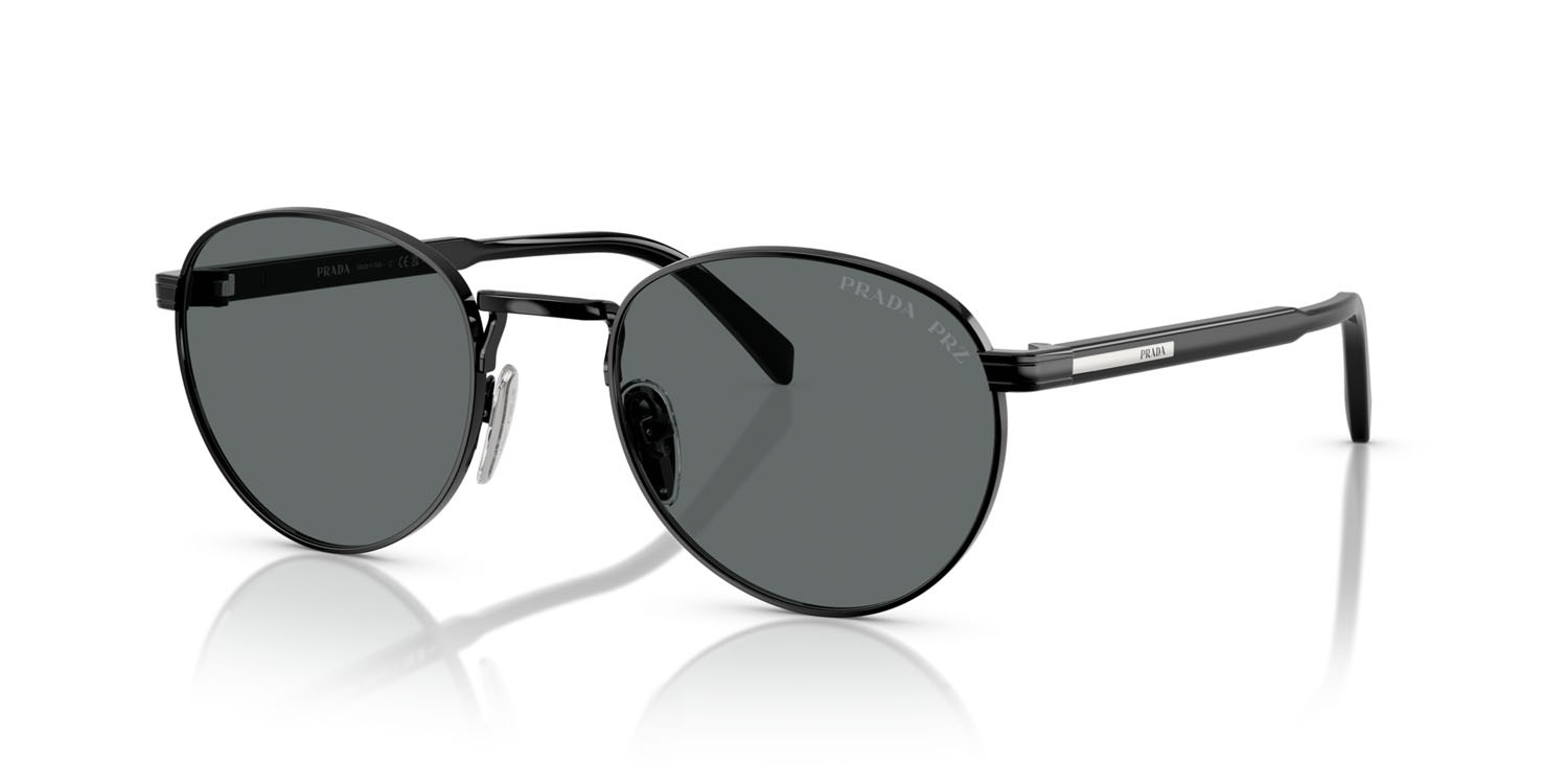 Sunglasses Prada PR B51S (1AB5Z1) color nero lucido shape oval lenses polarizzata nero