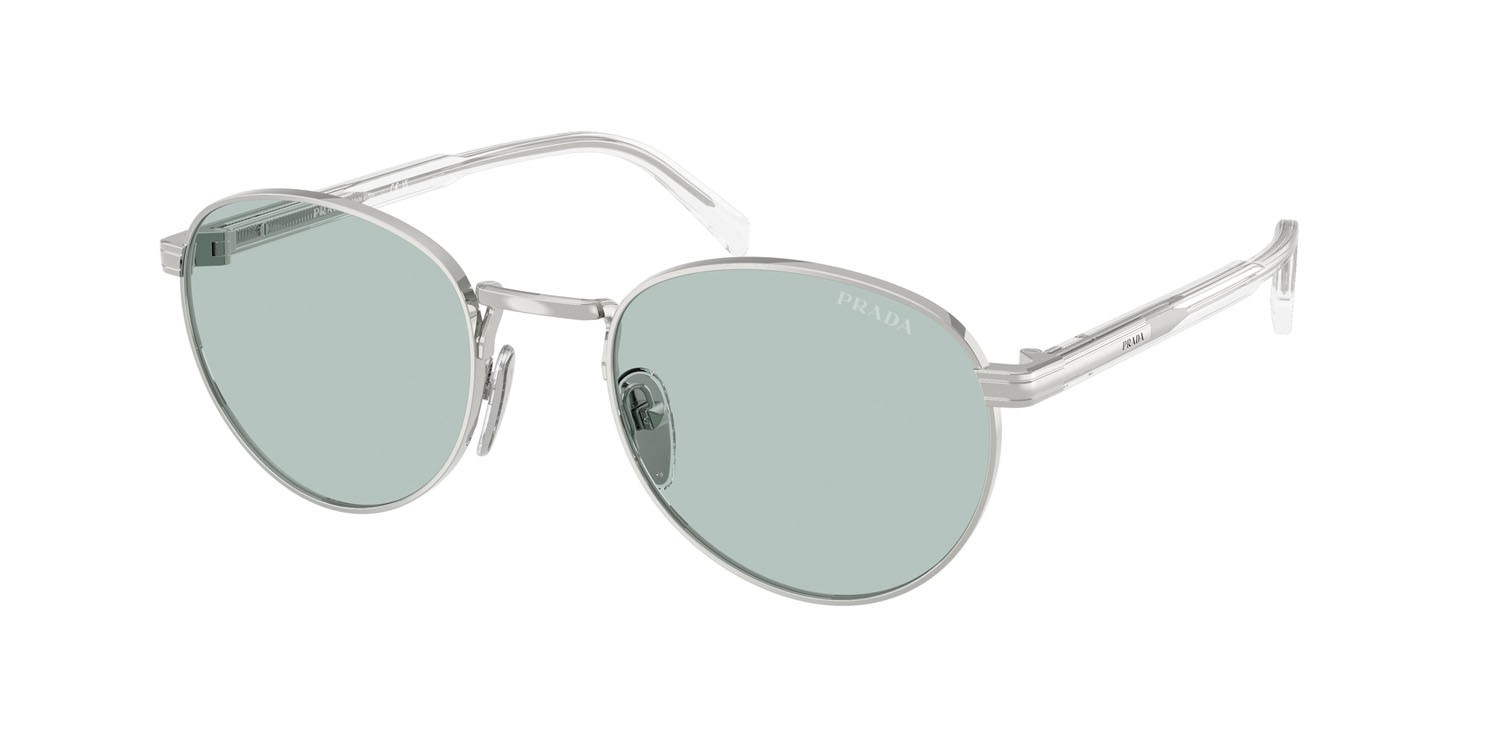 Occhiali da sole Prada PR B51S (1BC40N) colore acciaio forma ovale lenti avio chiaro