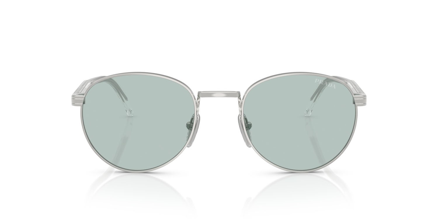 Occhiali da sole Prada PR B51S (1BC40N) colore acciaio forma ovale lenti avio chiaro