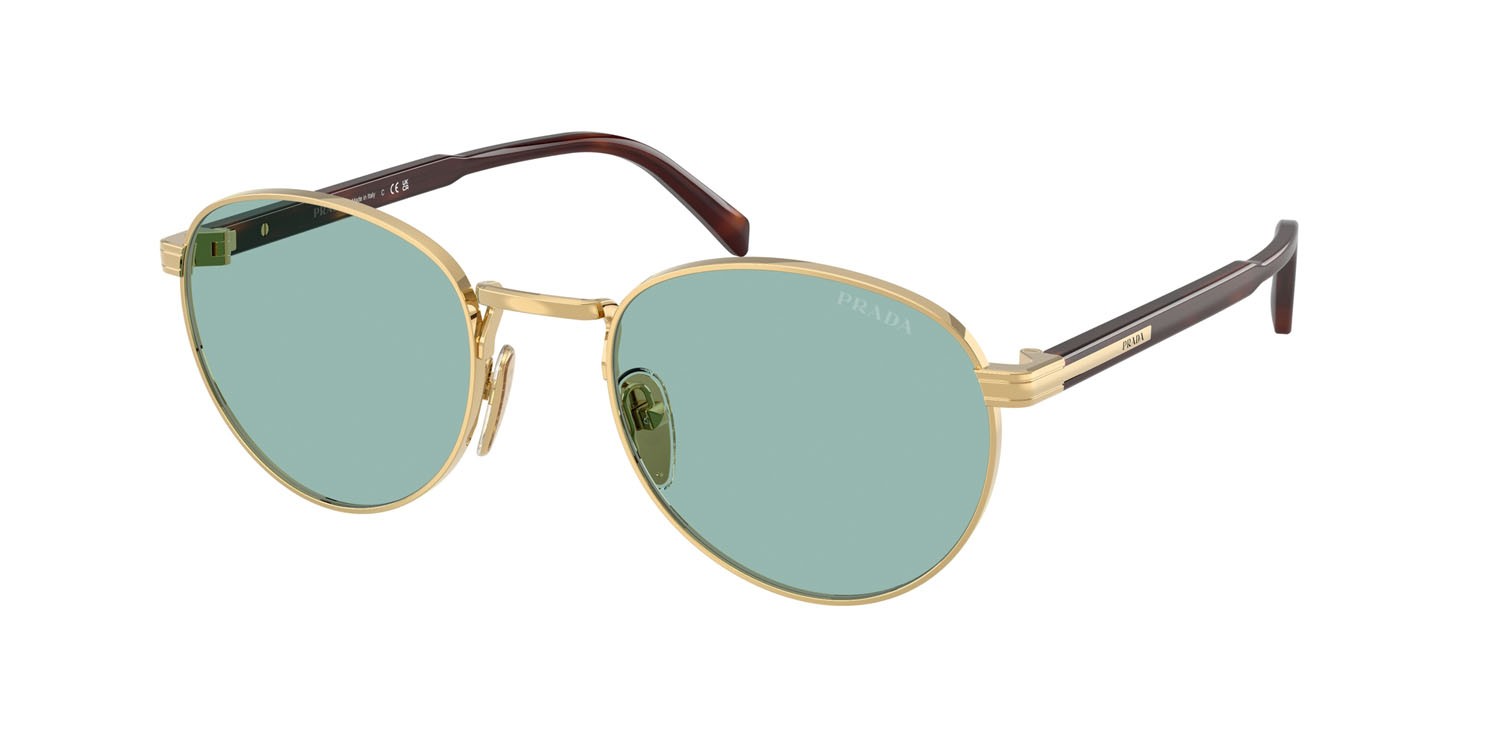 Occhiali da sole Prada PR B51S (5AK40K) colore oro lucido forma ovale lenti lago