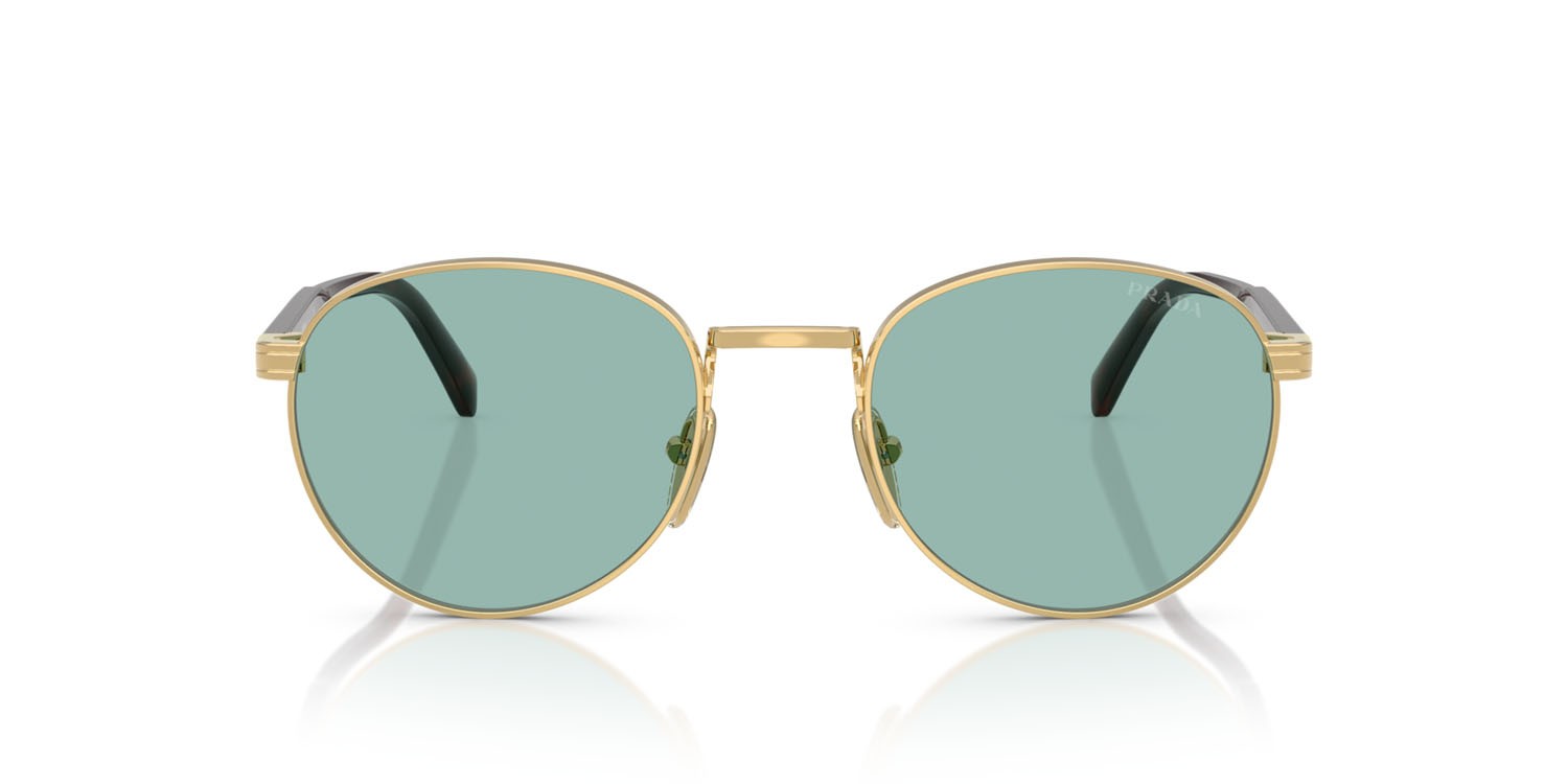 Occhiali da sole Prada PR B51S (5AK40K) colore oro lucido forma ovale lenti lago