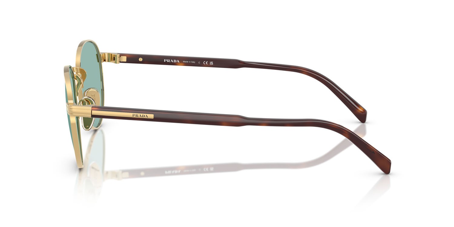 Occhiali da sole Prada PR B51S (5AK40K) colore oro lucido forma ovale lenti lago