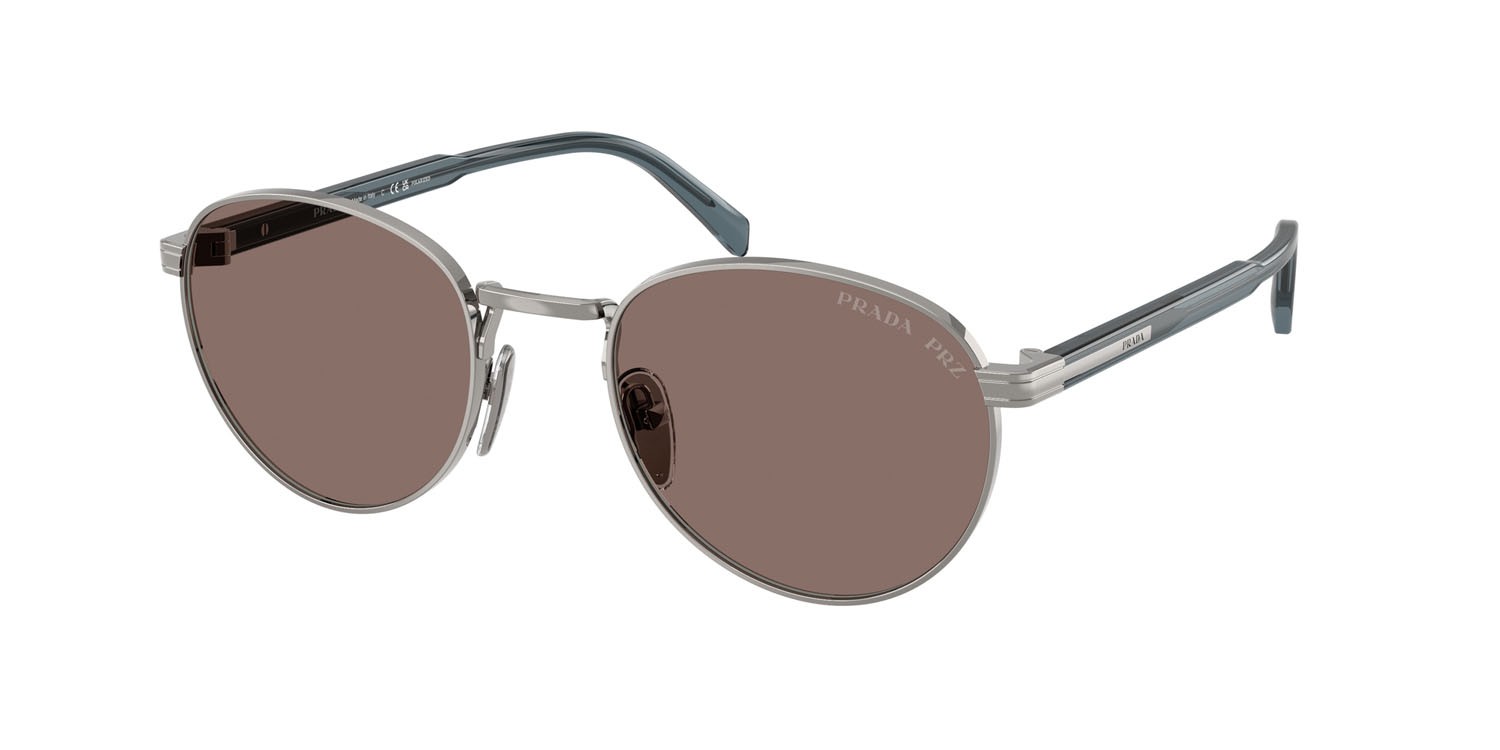 Occhiali da sole Prada PR B51S (5AV05C) colore piombo forma ovale lenti bruciato polar