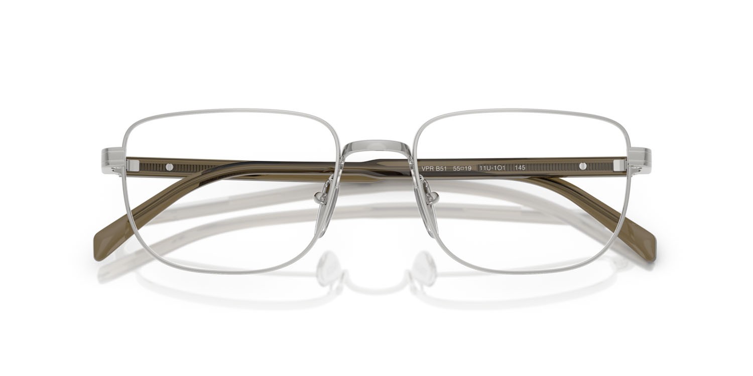 Eyeglasses Prada PR B51V (11U1O1) color argento shape rectangle lenses lente demo