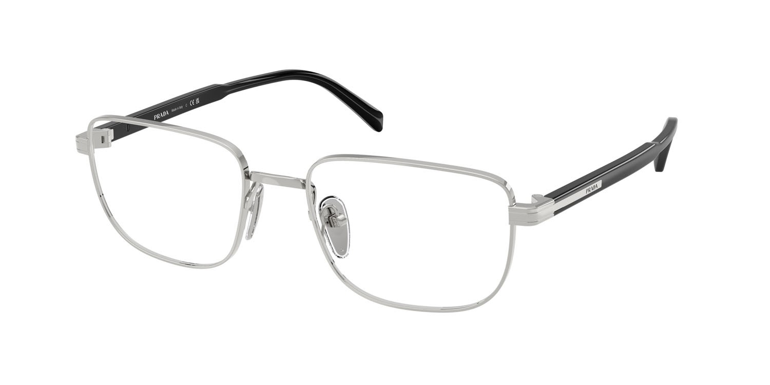 Eyeglasses Prada PR B51V (1BC1O1) color argento shape rectangle lenses lente demo