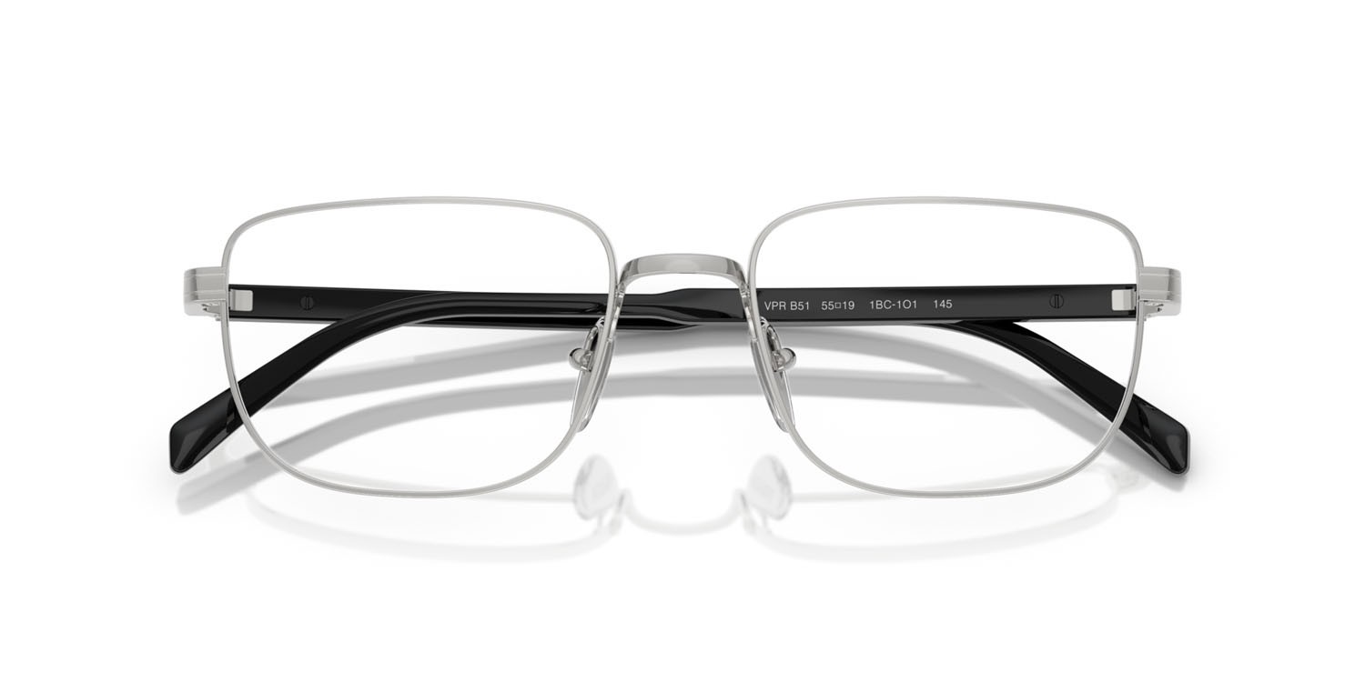 Eyeglasses Prada PR B51V (1BC1O1) color argento shape rectangle lenses lente demo