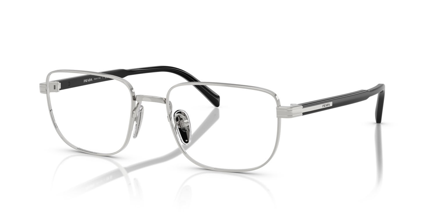 Eyeglasses Prada PR B51V (1BC1O1) color argento shape rectangle lenses lente demo