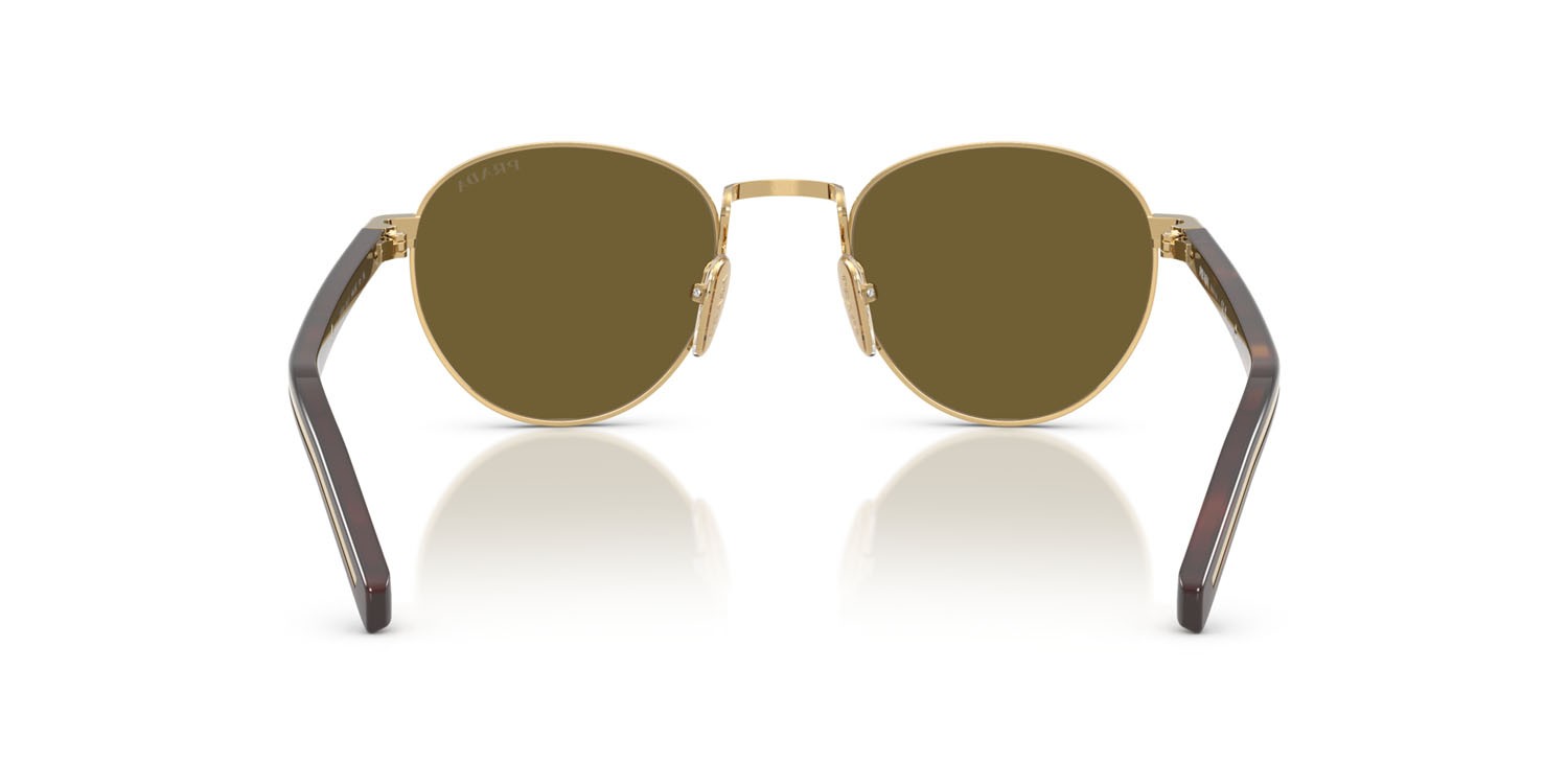 Sunglasses Prada PR B52S (5AK09Z) color oro shape pantos lenses marrone scuro