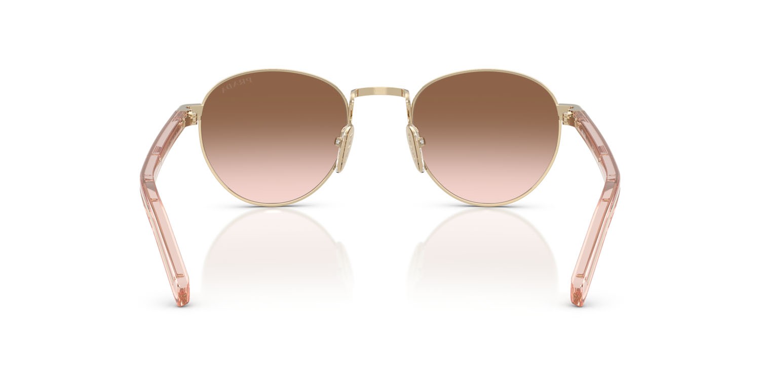 Occhiali da sole Prada PR B52S (ZVN0A6) colore oro pallido forma pantos lenti marrone sfumato