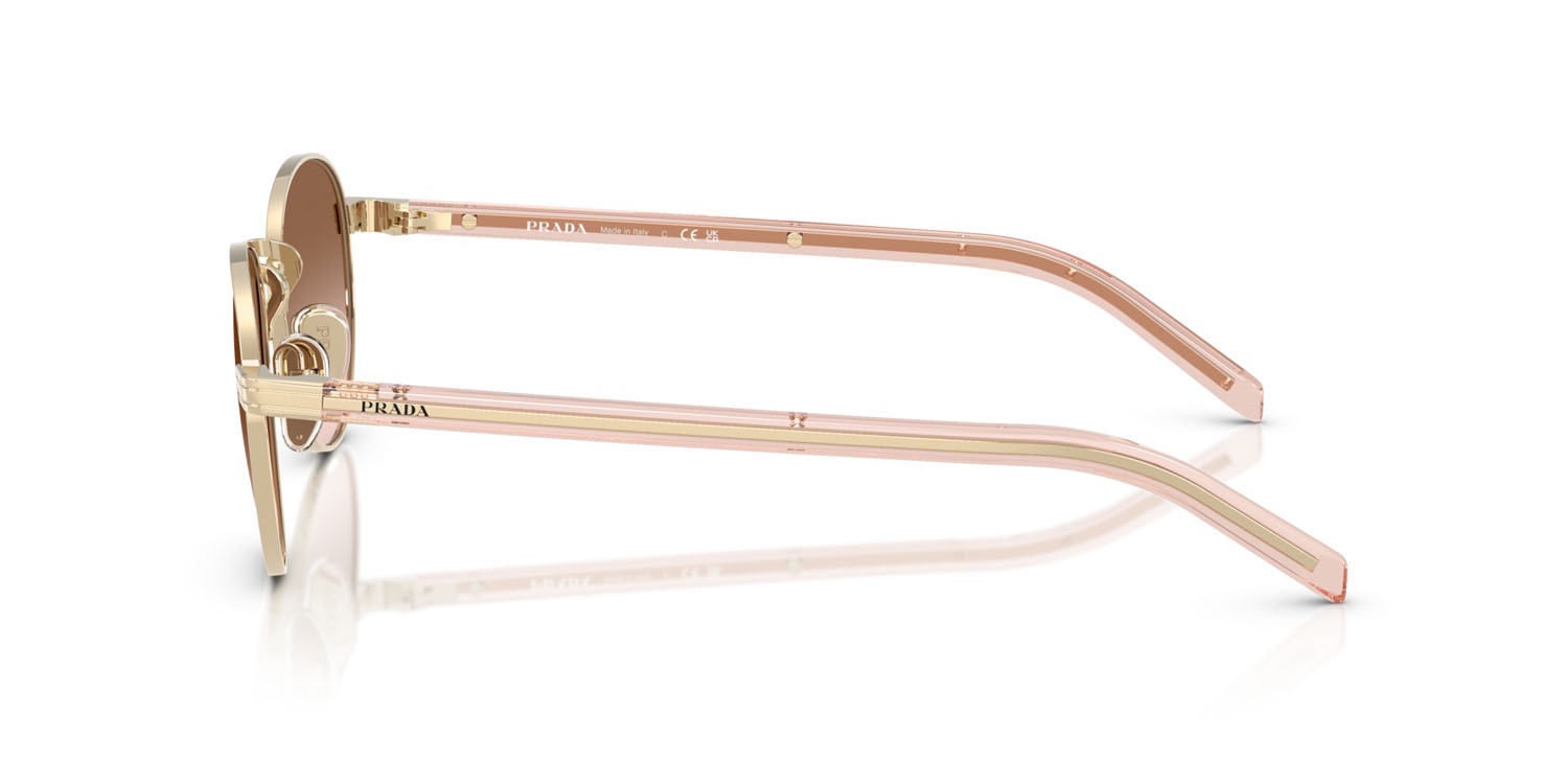 Occhiali da sole Prada PR B52S (ZVN0A6) colore oro pallido forma pantos lenti marrone sfumato