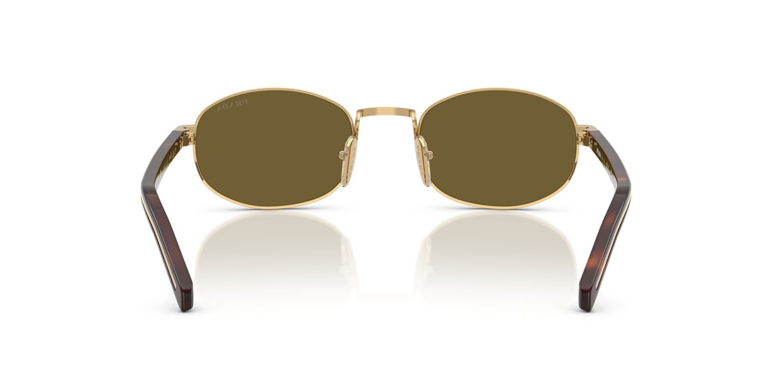 Occhiali da sole Prada PR B53S (5AK09Z) colore oro forma ovale lenti marrone scuro
