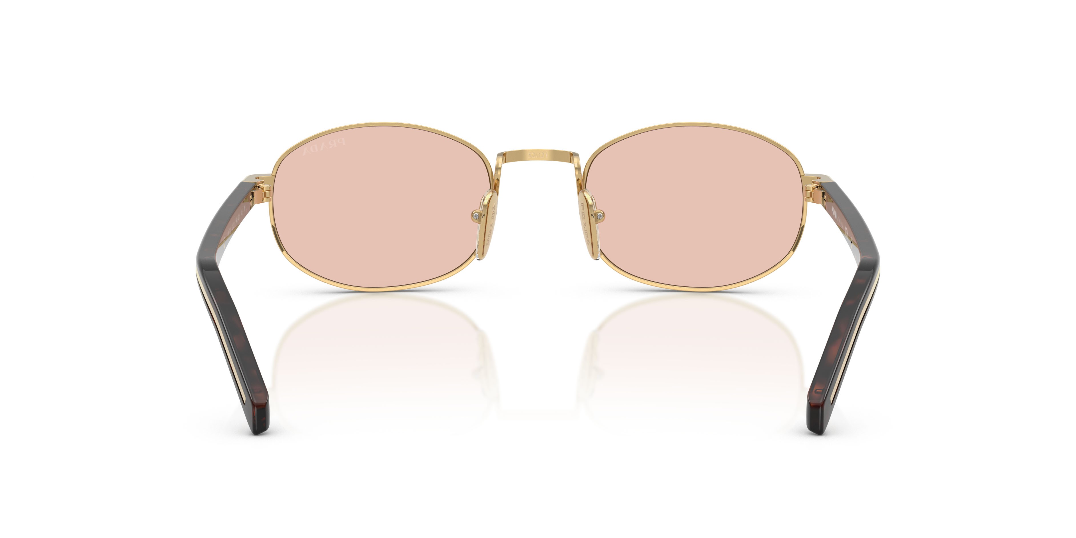 Occhiali da sole Prada PR B53S (5AK50V) colore oro forma ovale lenti rosa