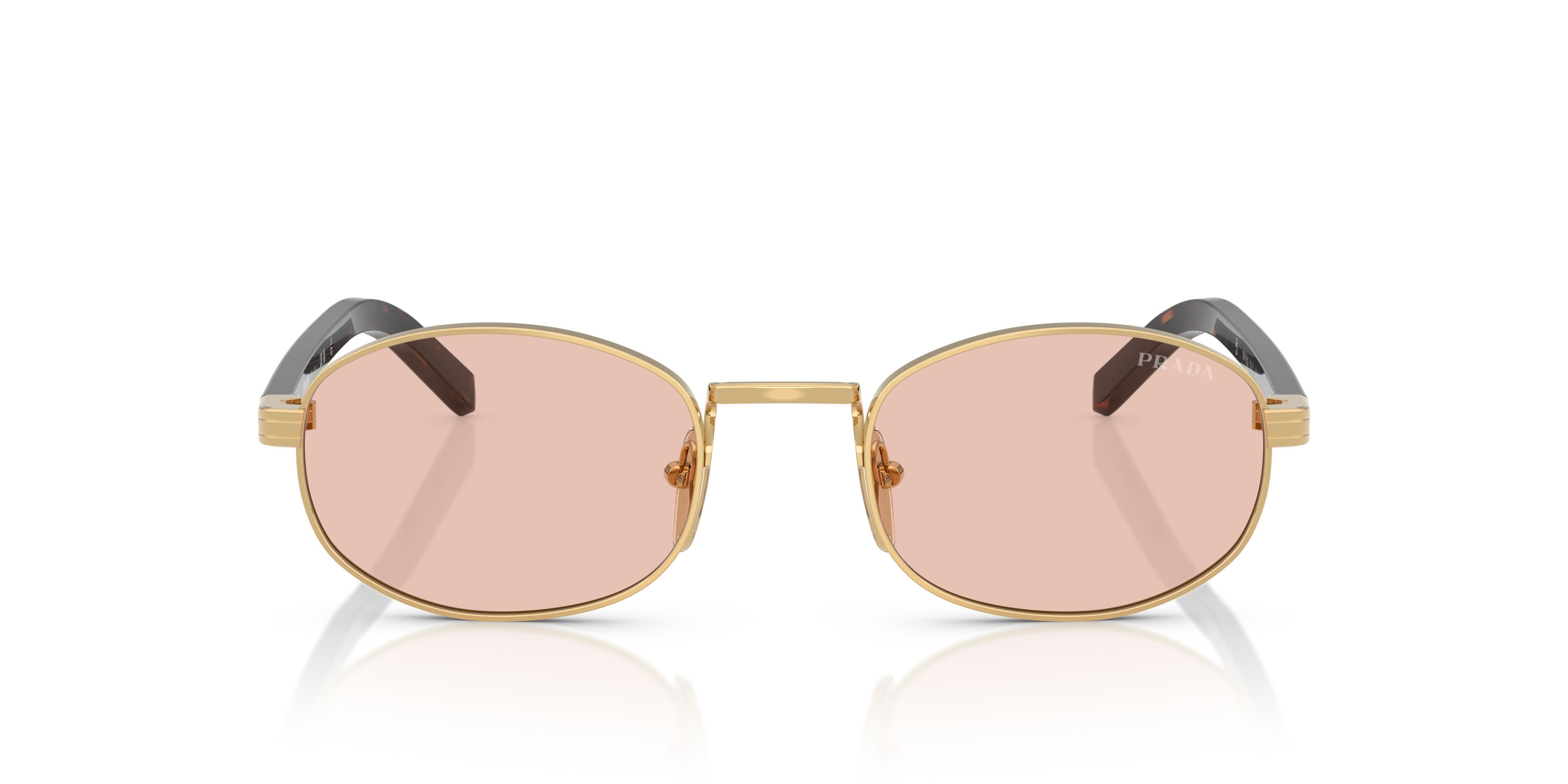 Occhiali da sole Prada PR B53S (5AK50V) colore oro forma ovale lenti rosa
