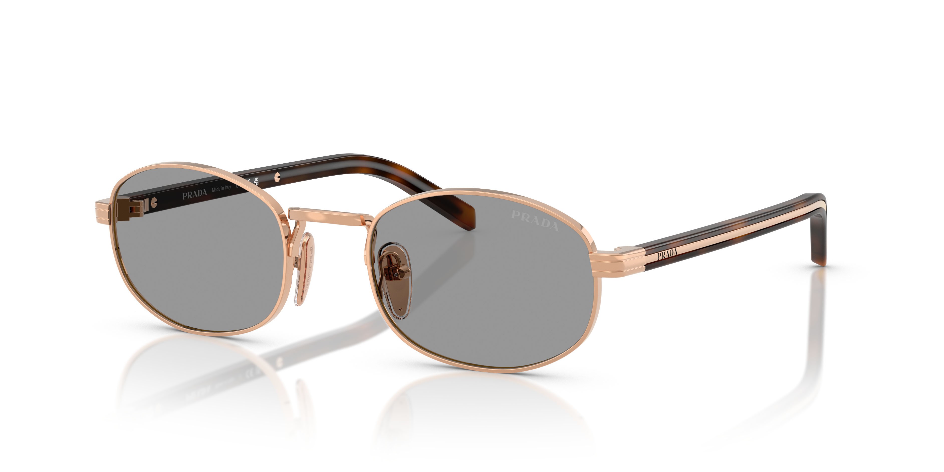 Occhiali da sole Prada PR B53S (SVF50Q) colore oro rose forma ovale lenti grigio