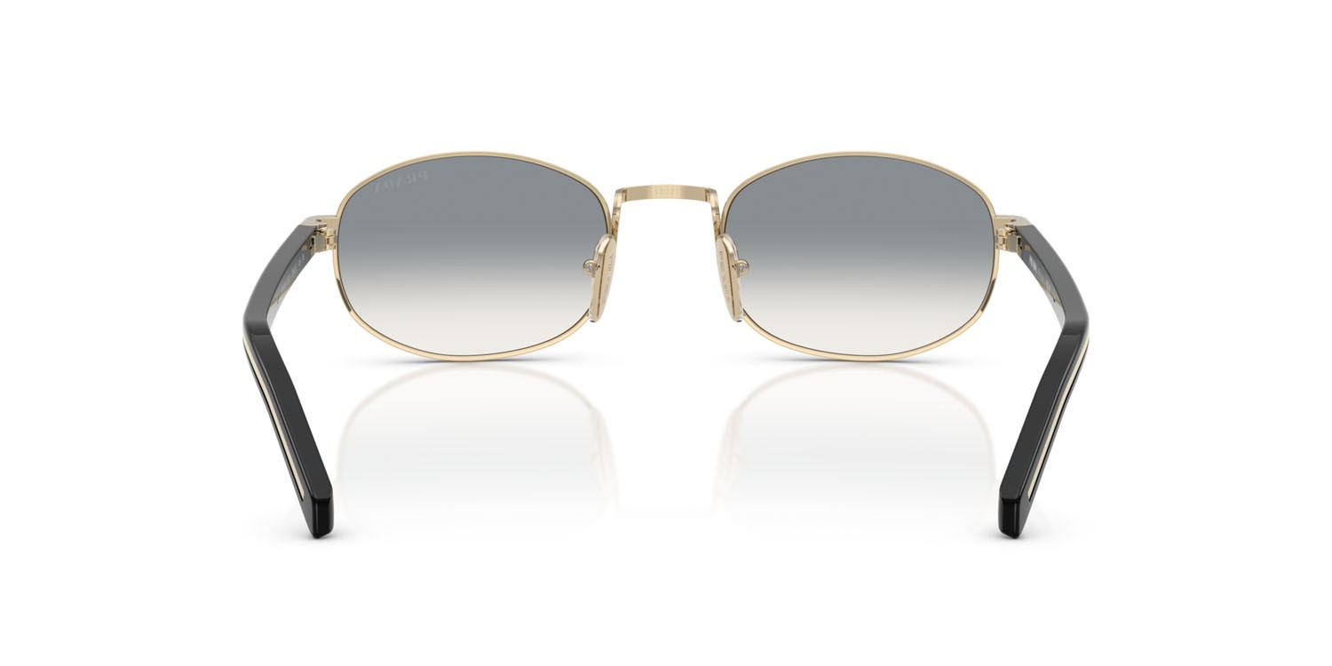 Sunglasses Prada PR B53S (ZVN02C) color oro pallido shape oval lenses sfumato grigio