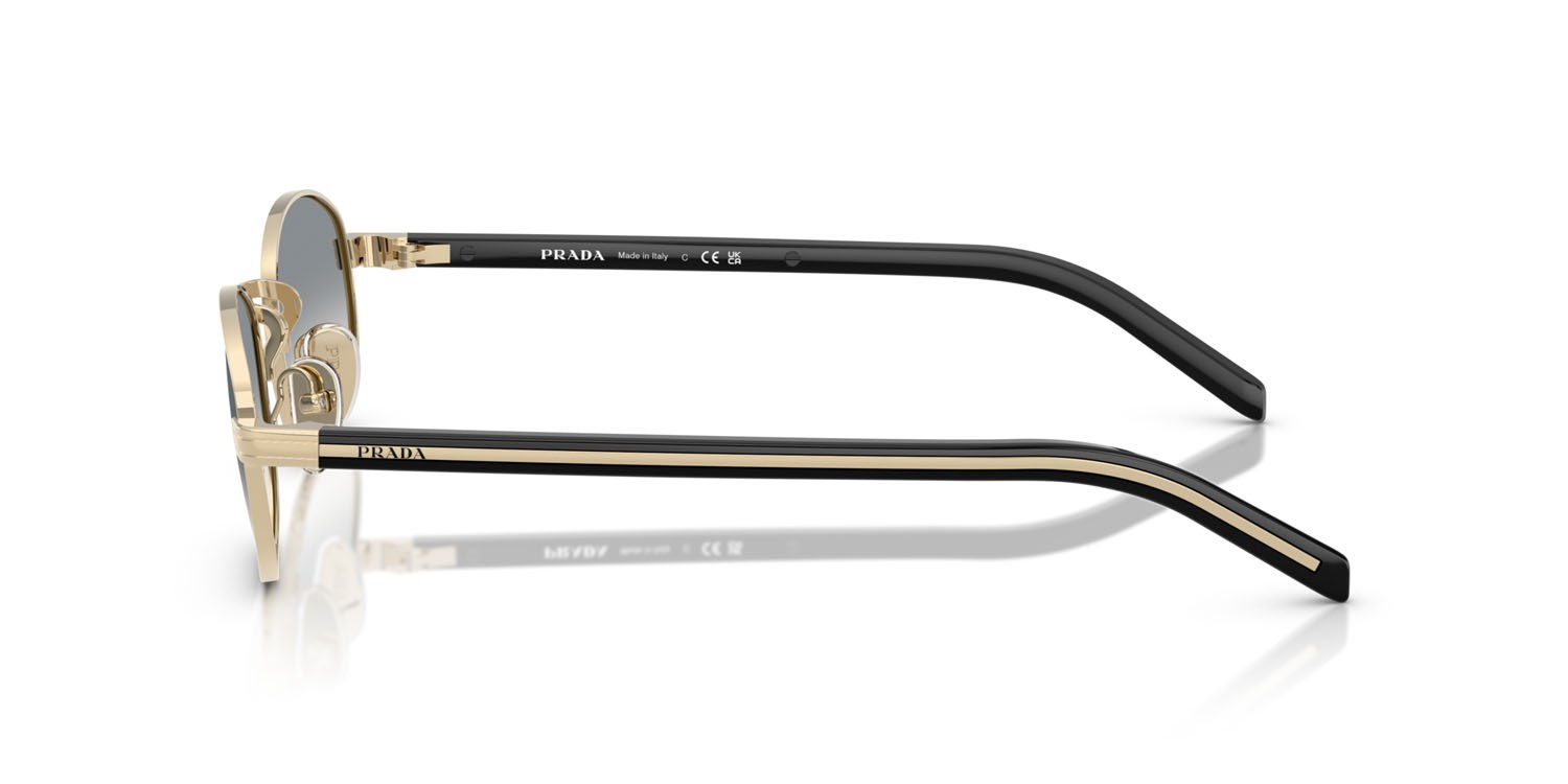 Sunglasses Prada PR B53S (ZVN02C) color oro pallido shape oval lenses sfumato grigio
