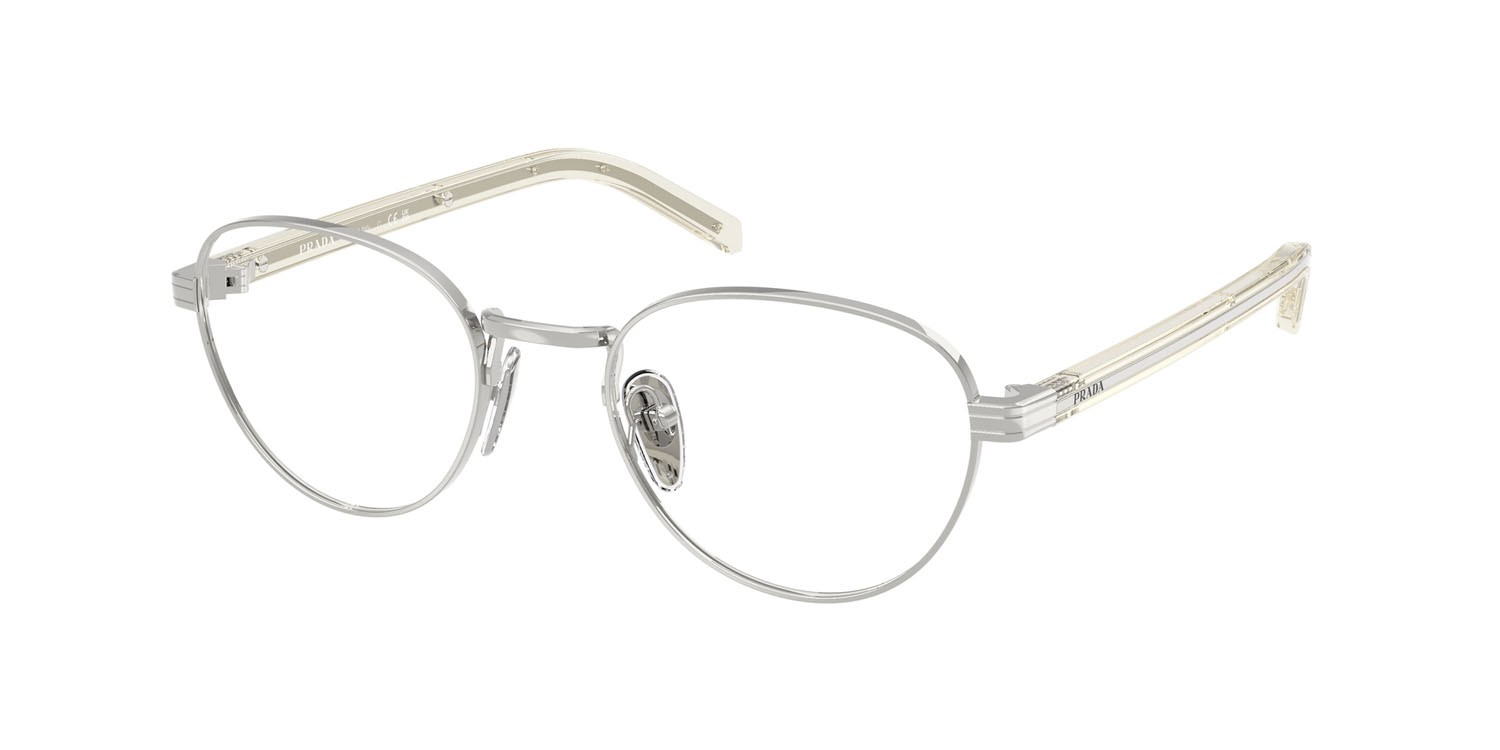 Eyeglasses Prada PR B53V (1BC1O1) color argento shape round lenses lente demo