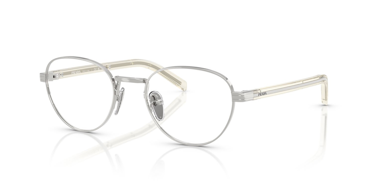 Eyeglasses Prada PR B53V (1BC1O1) color argento shape round lenses lente demo