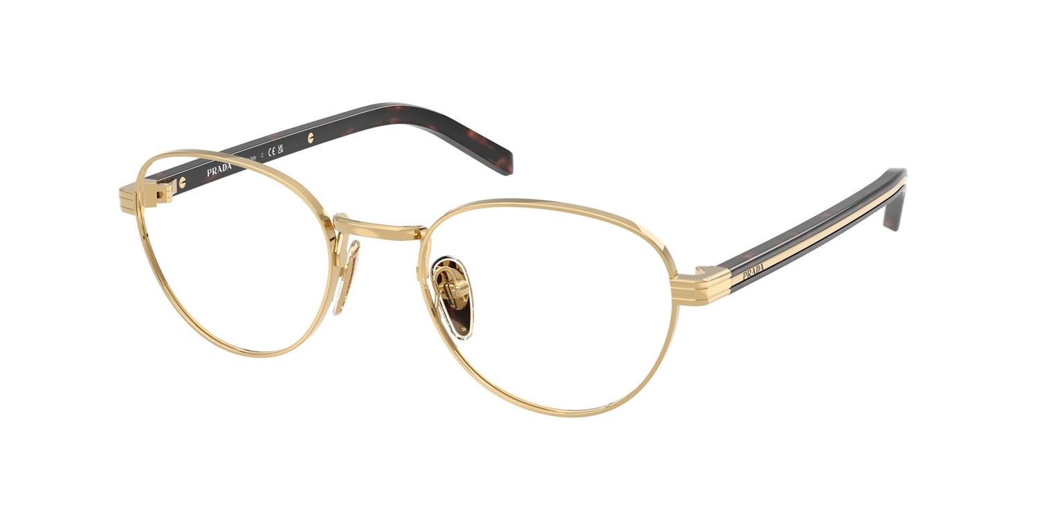 Eyeglasses Prada PR B53V (5AK1O1) color oro shape round lenses lente demo