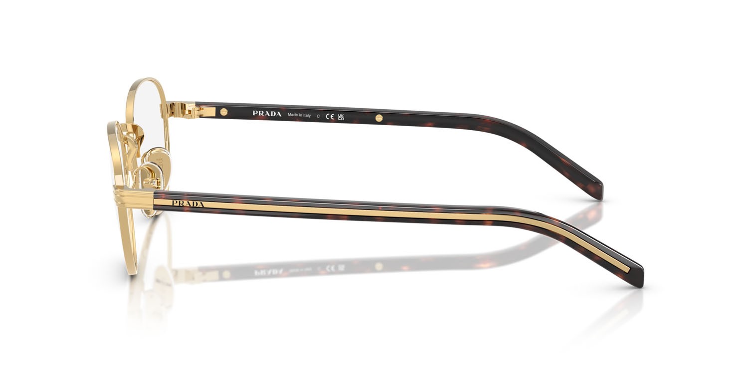 Eyeglasses Prada PR B53V (5AK1O1) color oro shape round lenses lente demo