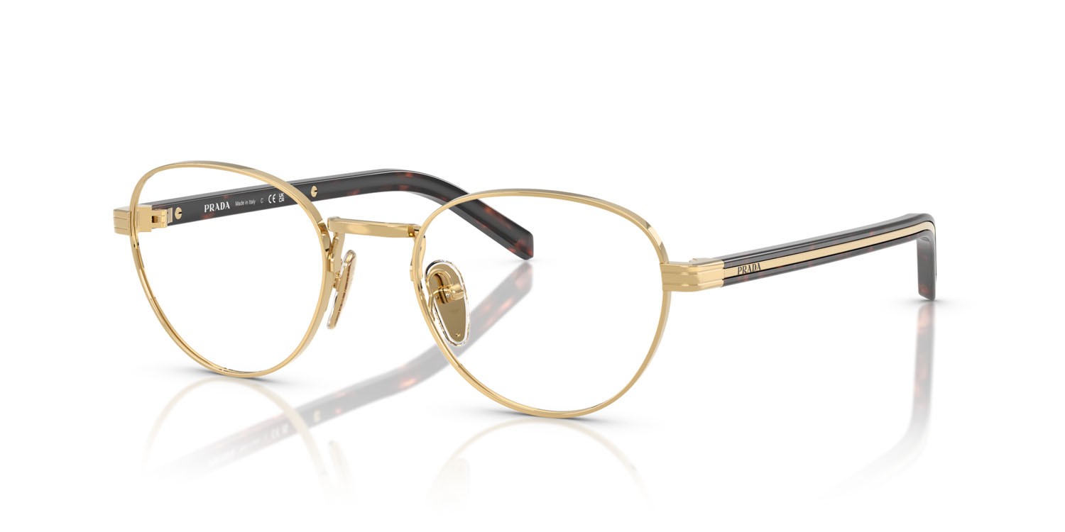 Eyeglasses Prada PR B53V (5AK1O1) color oro shape round lenses lente demo