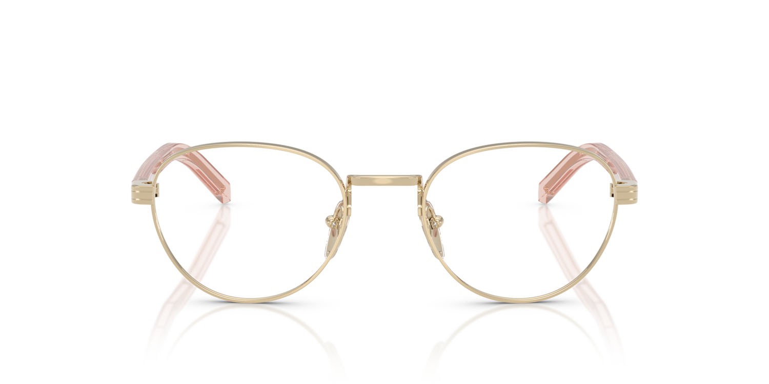 Eyeglasses Prada PR B53V (ACX1O1) color oro pallido shape round lenses lente demo
