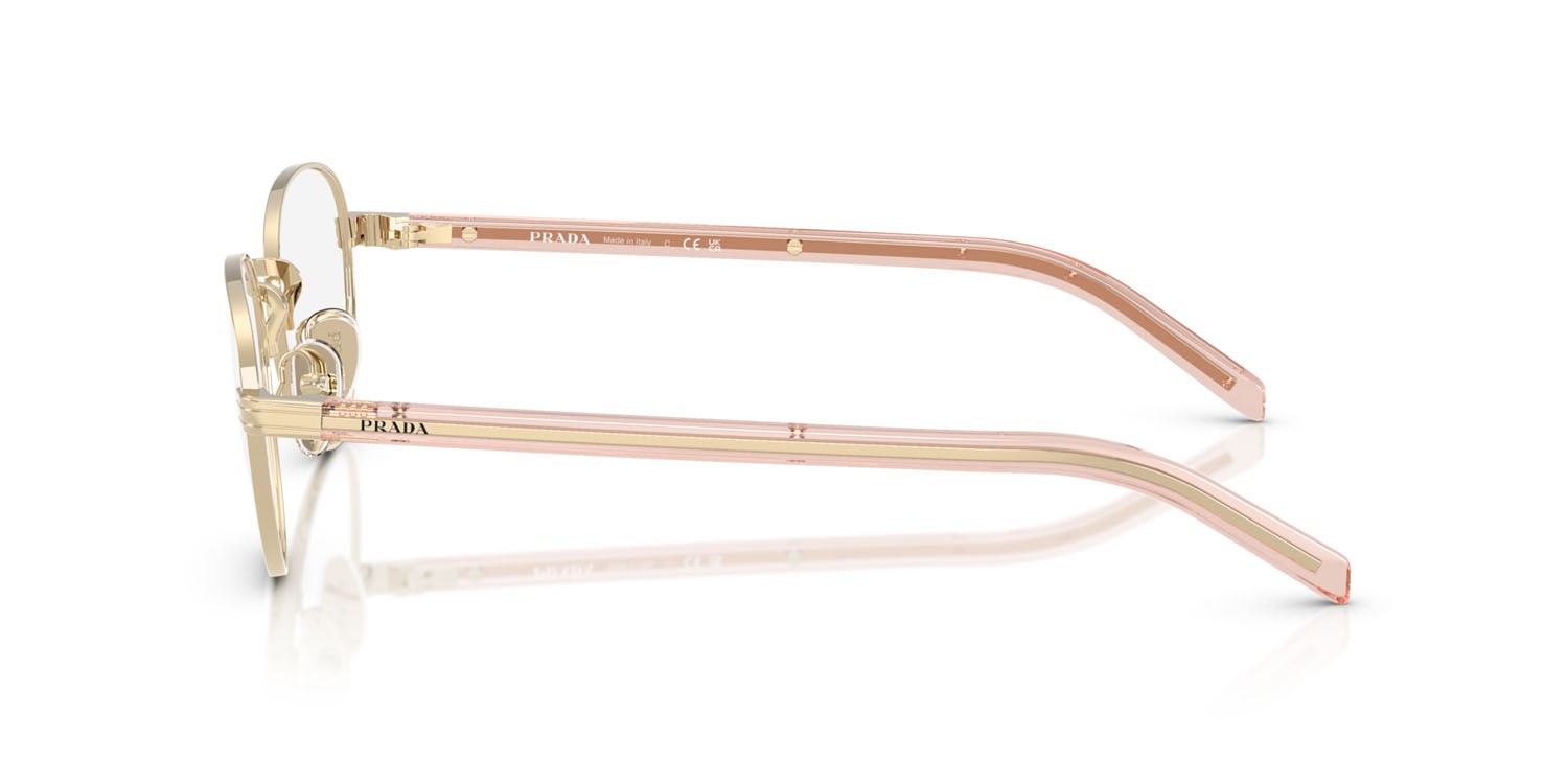 Eyeglasses Prada PR B53V (ACX1O1) color oro pallido shape round lenses lente demo