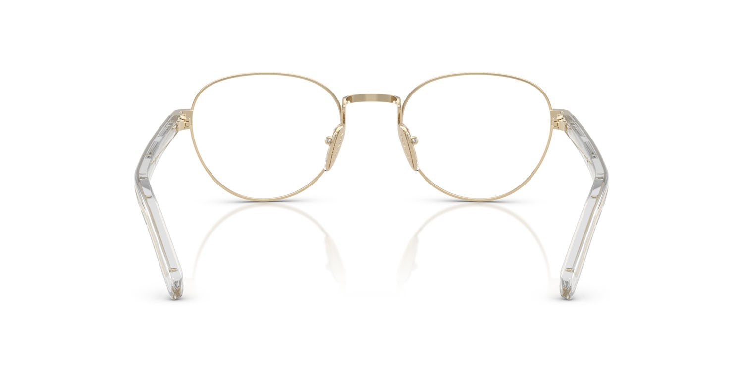 Eyeglasses Prada PR B53V (ZVN1O1) color oro pallido shape round lenses lente demo