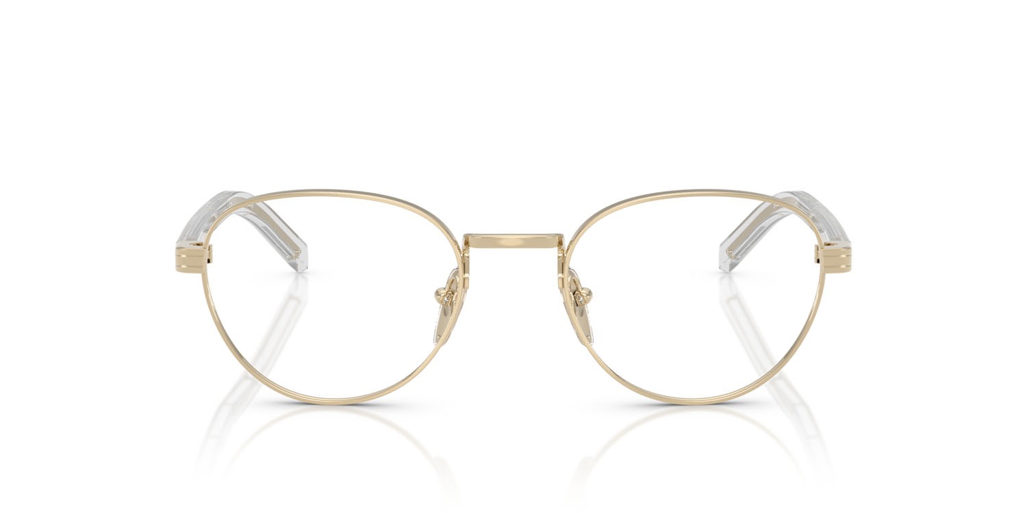 Eyeglasses Prada PR B53V (ZVN1O1) color oro pallido shape round lenses lente demo