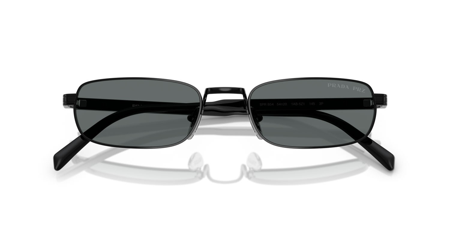Sunglasses Prada PR B54S (1AB5Z1) color nero shape rectangle lenses polar grigio scuro