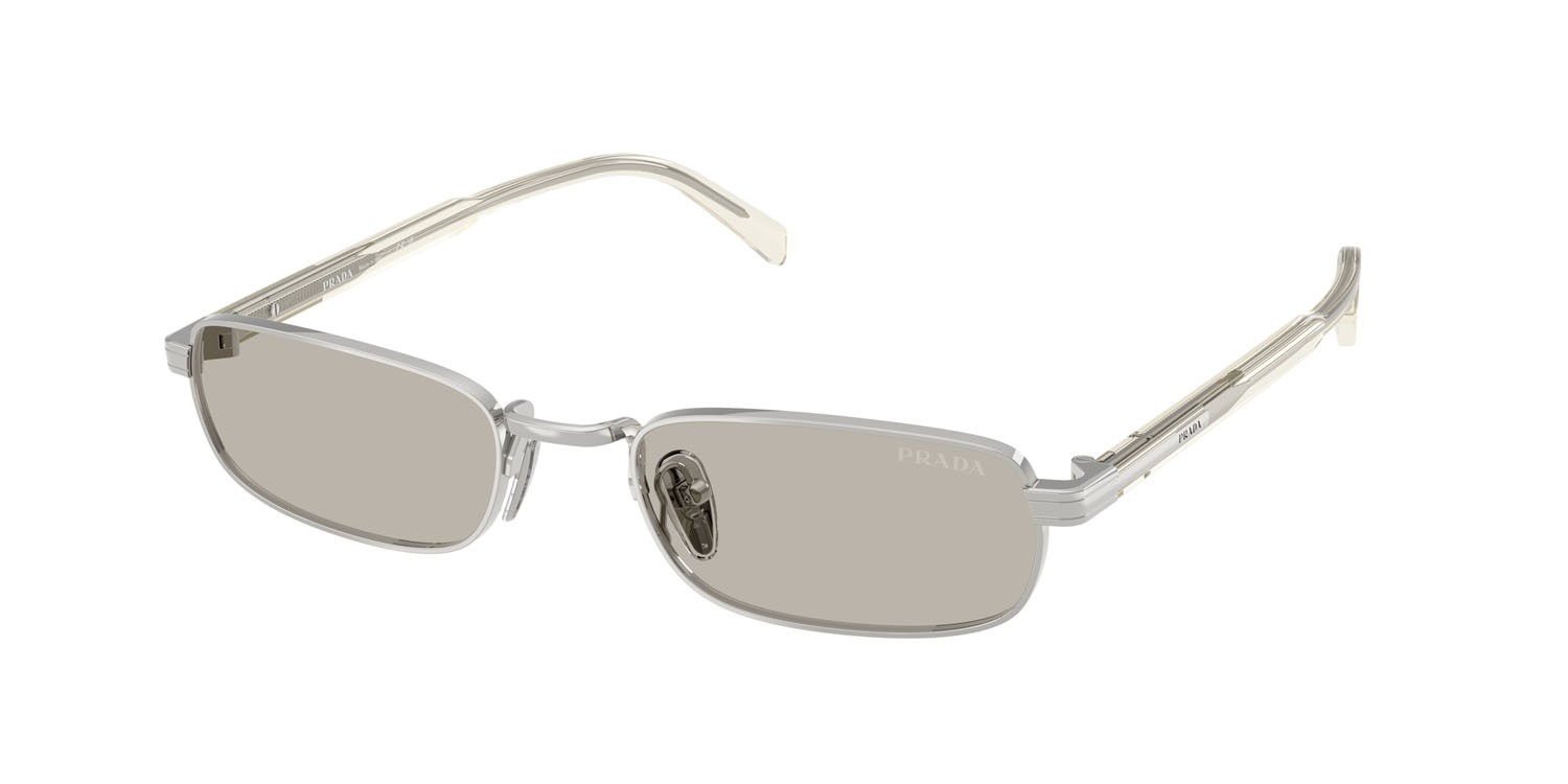 Occhiali da sole Prada PR B54S (1BC30P) colore argento forma rettangolare lenti marrone chiaro