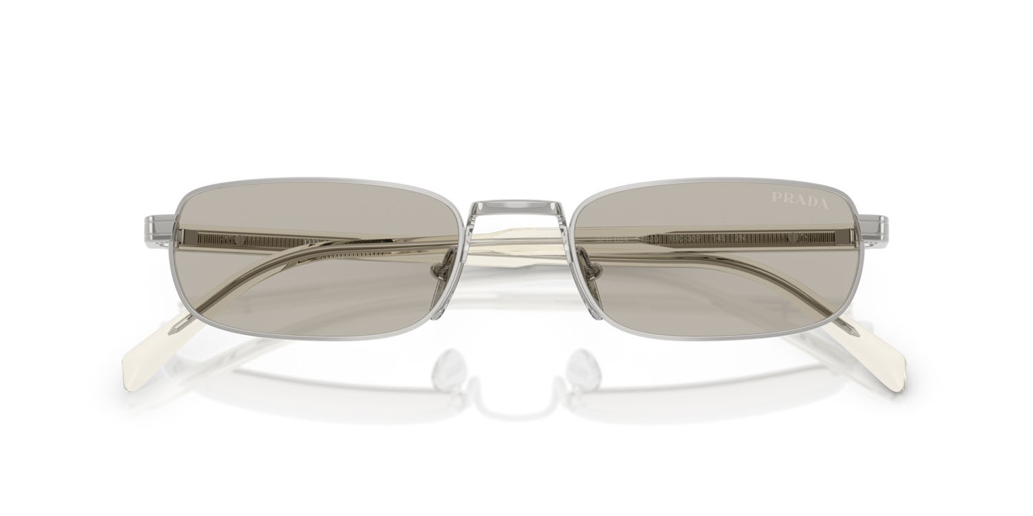Occhiali da sole Prada PR B54S (1BC30P) colore argento forma rettangolare lenti marrone chiaro