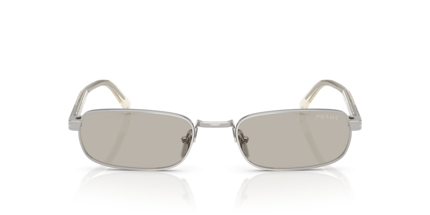 Occhiali da sole Prada PR B54S (1BC30P) colore argento forma rettangolare lenti marrone chiaro