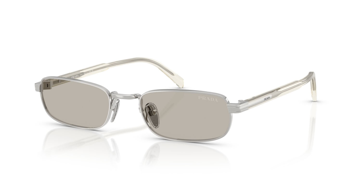 Occhiali da sole Prada PR B54S (1BC30P) colore argento forma rettangolare lenti marrone chiaro
