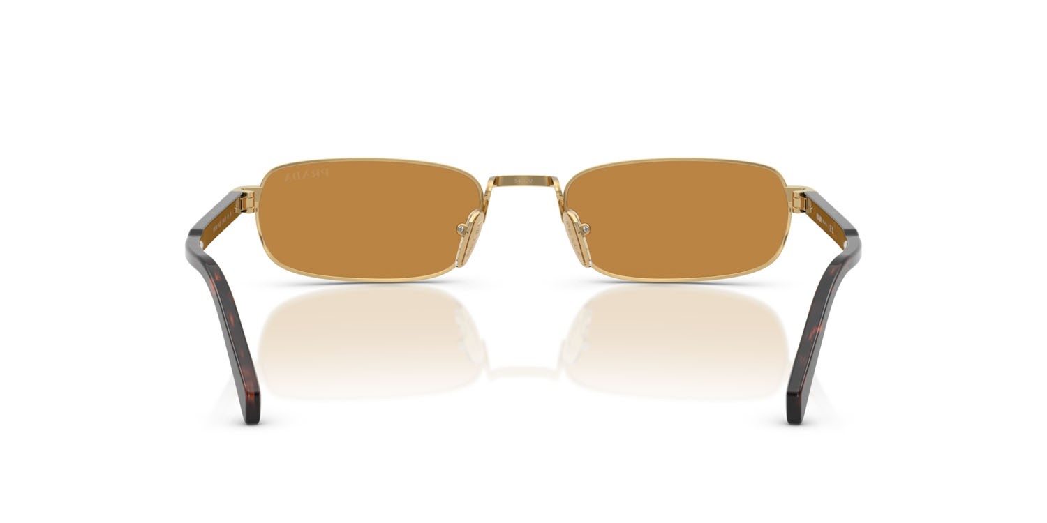 Occhiali da sole Prada PR B54S (5AK50P) colore oro forma rettangolare lenti miele scuro
